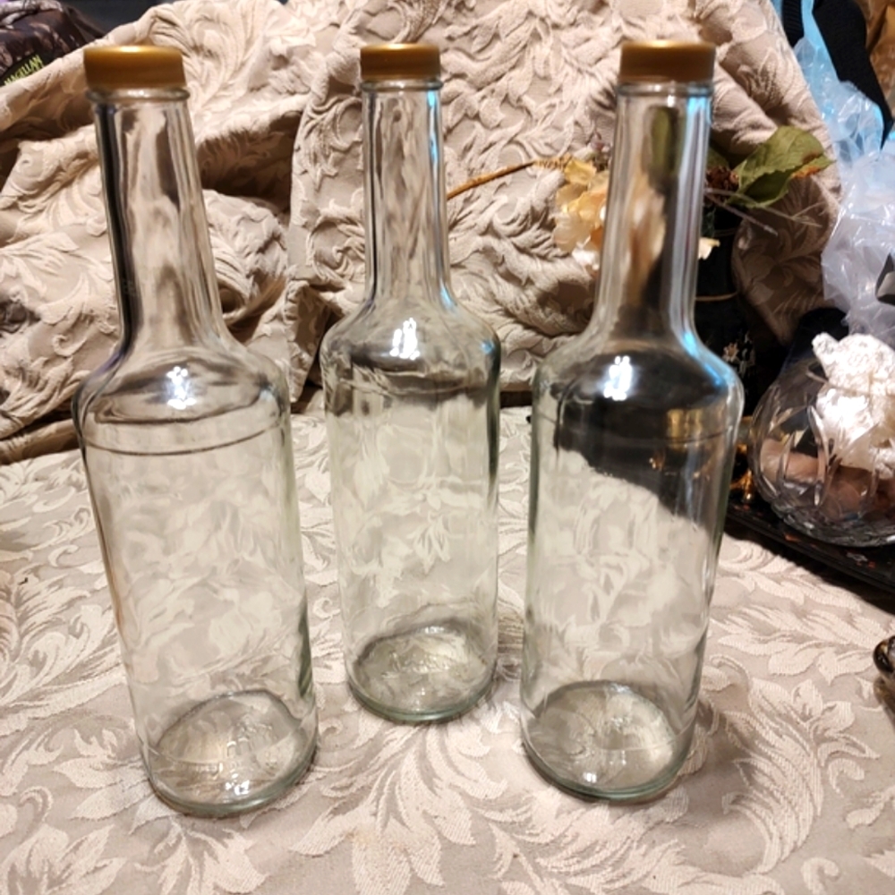 🌻 Splendid Craft Bundle Clear Glass Bottles with Gold Screw Tight Lids - 3/Set